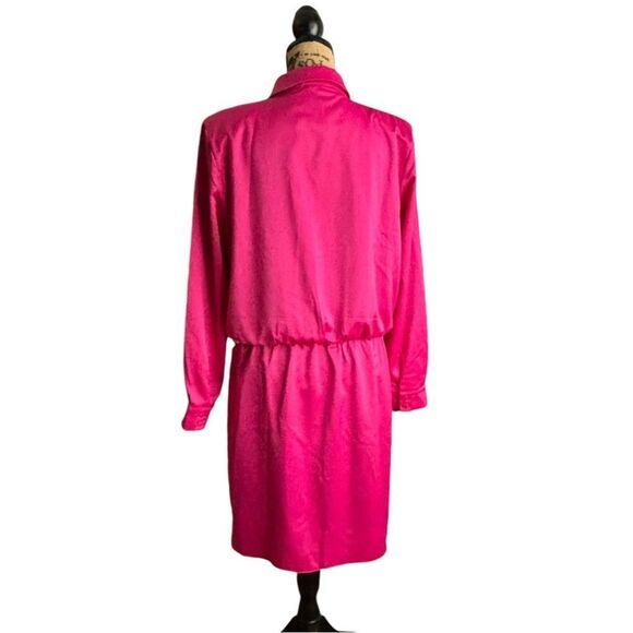 ASOS DESIGN Hot Pink Satin Shirt Dress Shoulder Pads NWOT Size 12  4 0438 - Picture 6 of 11